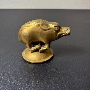 Vintage Solid Brass Razorback Pig Figurine by Castilian Imports